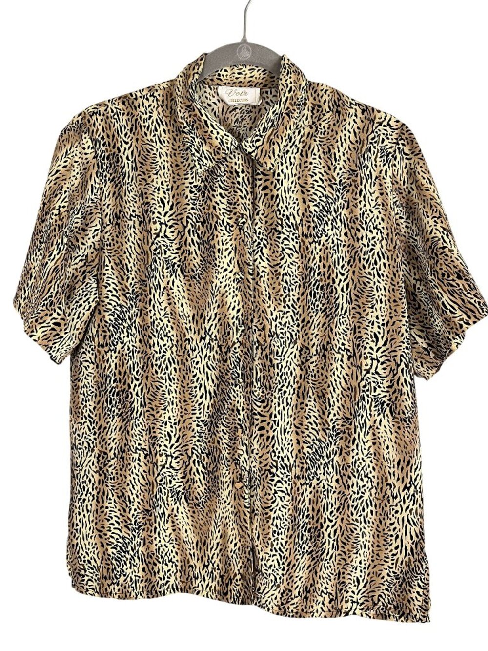 Neutral Animal Print Shirt M Brown Resort Cheetah Leopard Mob Wife Classic Chic